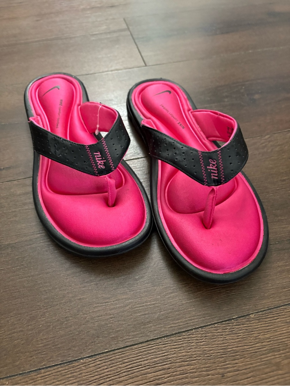 Nike Comfort Footbed Women's 11 Thong Sandals Flip Flops Black & Pink